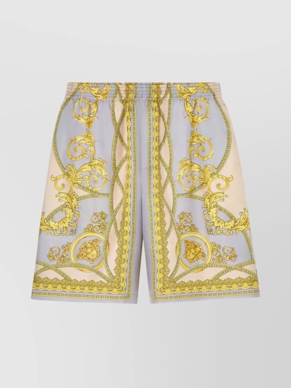 Versace Gold and Light Blue Baroque Print Men’s Shorts